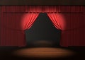 Red stage curtain with spotlight on stage Royalty Free Stock Photo