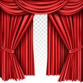 Red stage curtain for theater, opera scene drape