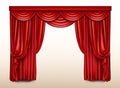 Red stage curtain for theater, opera scene drape