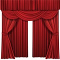 Red stage curtains realistic vector illustration for theater or opera scene performance Royalty Free Stock Photo