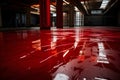 red stained floor in warehouse, Generative Ai