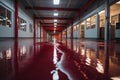 red stained floor in warehouse, Generative Ai