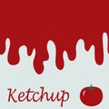 Red stains of ketchup. Vector seamless banner. Wrapping of packages