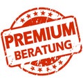 red stamp with Banner premium consulting (in german