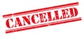 Cancelled red stamp on white background