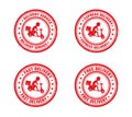 Red stamp grunge set, delivery by scooter Royalty Free Stock Photo