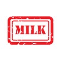red stamp sticker label milk on white background