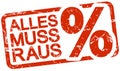 red stamp with text Alles muss raus Royalty Free Stock Photo