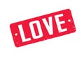 RED stamp and text LOVE. Vector Valentine`s Illustration