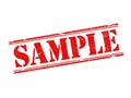 Red stamp text reading \'sample\' isolated on white background Royalty Free Stock Photo