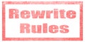 Stamp on a white background, isolated. Lettering or text: Rewrite Rules