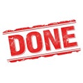 Red stamp with the word done in bold letters isolated on white background Royalty Free Stock Photo