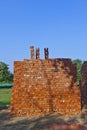 Red stapled bricks give a harmonic pattern Royalty Free Stock Photo