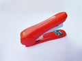 Red staples.  on white background Royalty Free Stock Photo