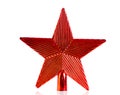 Red star christmas decoration for top of christmas tree isolated Royalty Free Stock Photo