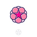 Red star and flower logo. Chinese symbol. Star and sakura. Asian icon.