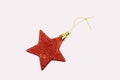 red star with glitter for christmas tree ornaments Royalty Free Stock Photo