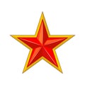 Red star with gold edging icon. Royalty Free Stock Photo