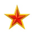 Red star with gold edging icon. Royalty Free Stock Photo