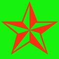 Red star on a green background.