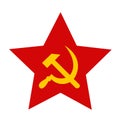Red star with hammer and sickle - symbol and sign of communism and socialism Royalty Free Stock Photo