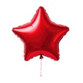 Red star helium balloon. Birthday balloon flying for party and celebrations. Isolated on white background. Generative AI Royalty Free Stock Photo