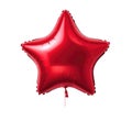 Red star helium balloon. Birthday balloon flying for party and celebrations. Isolated on white background. Generative AI Royalty Free Stock Photo