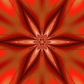 Red star kaleidoscope pattern for banner or card, red snowflake