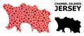 Red Star Mosaic Map of Jersey Island