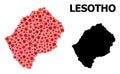 Red Star Mosaic Map of Lesotho