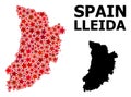 Red Star Pattern Map of Lleida Province