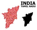 Red Star Pattern Map of Tamil Nadu State