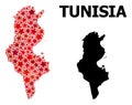 Red Star Pattern Map of Tunisia