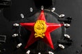 The red star is a symbol of the Soviet Union on the nose of an old locomotive. Royalty Free Stock Photo