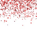 Red starfall on white background. Abstract background.