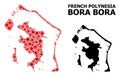 Red Starred Mosaic Map of Bora-Bora
