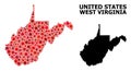 Red Starred Mosaic Map of West Virginia State Royalty Free Stock Photo