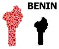 Red Starred Pattern Map of Benin