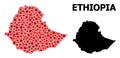 Red Starred Pattern Map of Ethiopia