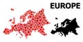 Red Starred Pattern Map of Europe