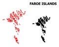 Red Starred Pattern Map of Faroe Islands