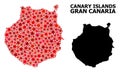 Red Starred Pattern Map of Gran Canaria Royalty Free Stock Photo