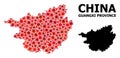 Red Starred Pattern Map of Guangxi Province