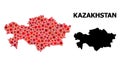 Red Starred Pattern Map of Kazakhstan