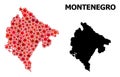 Red Starred Pattern Map of Montenegro