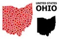 Red Starred Pattern Map of Ohio State