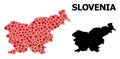 Red Starred Pattern Map of Slovenia Royalty Free Stock Photo