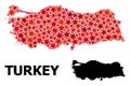 Red Starred Pattern Map of Turkey