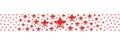 Red stars border on white background isolated, frame made of shiny red stars, bright starry seamless pattern, Christmas ornament Royalty Free Stock Photo