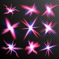 Red Stars Bursts Glow Light Effect Vector. Swirl Trail Effect. Royalty Free Stock Photo